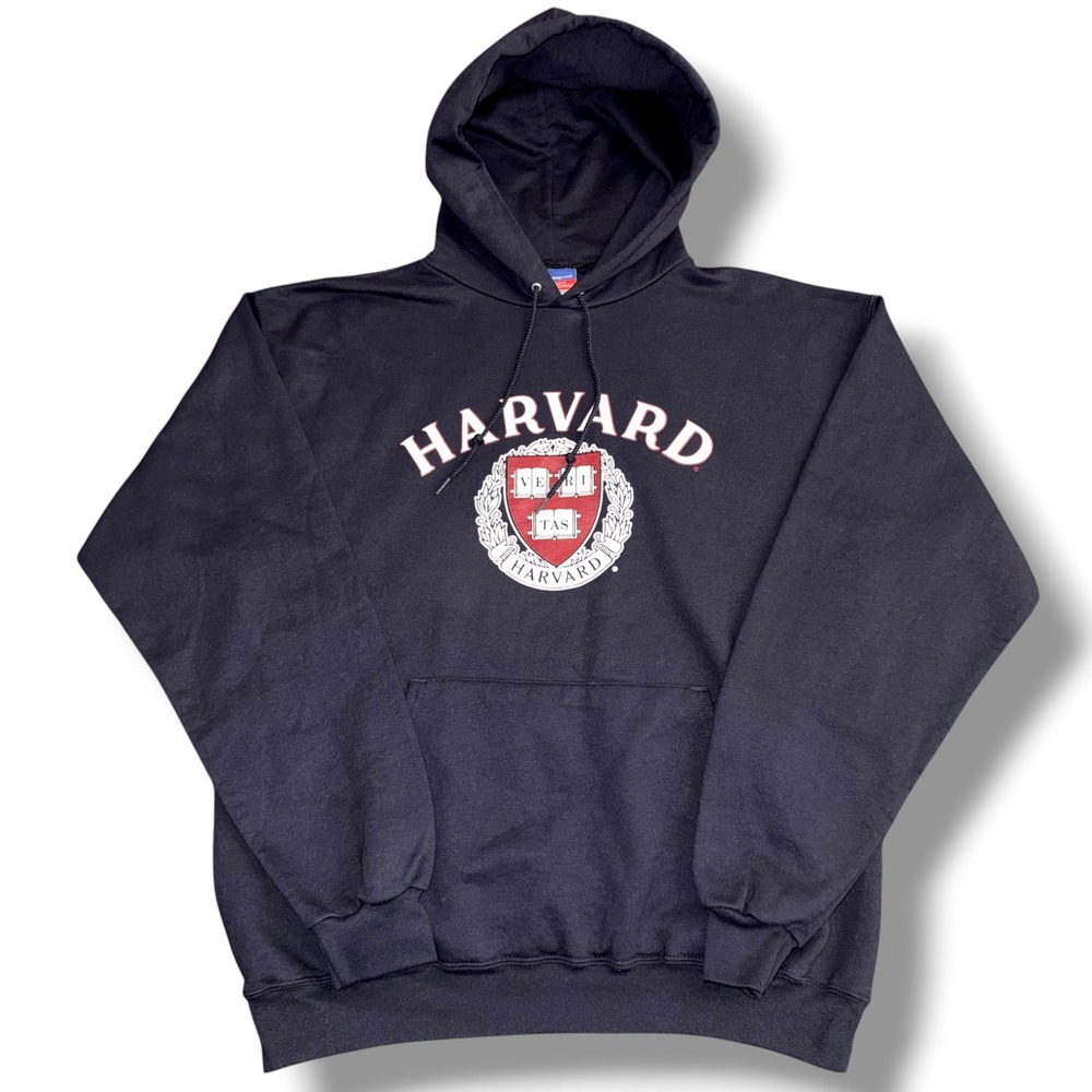 Champion Hoodie Mens Large Navy Blue Harvard University Veri Tas Crest Pullover
